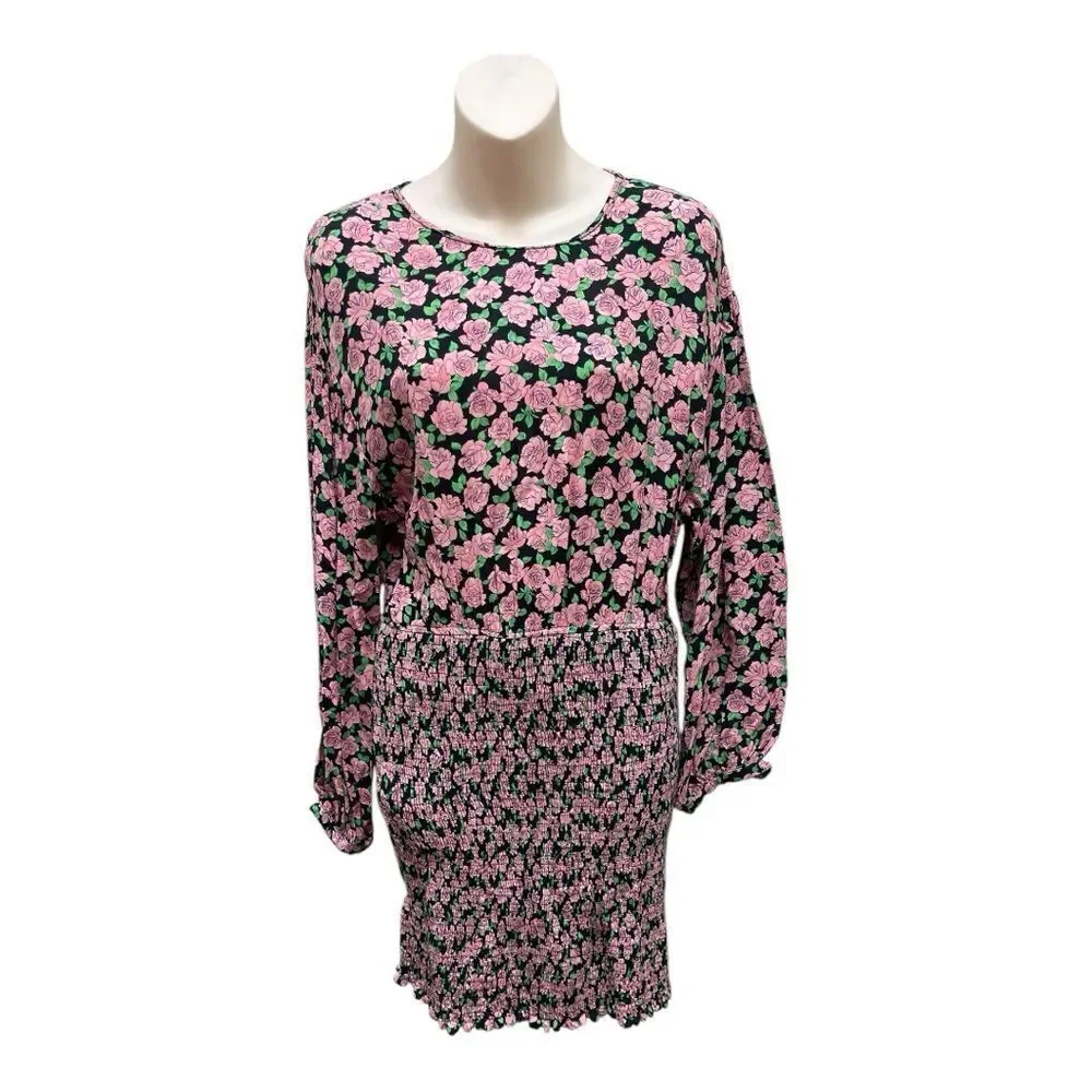 zara pink floral mini dress Zara linen blend pink floral mini dress. Zip closure